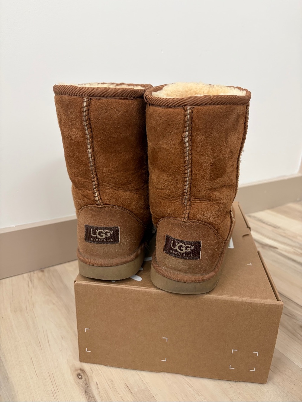 UGG Short Shearling Boots in Chestnut women’s 6/6.5